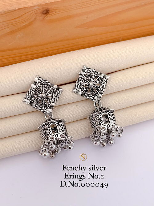 Designer Fancy Navaratri Special Silver Earrings 4 Wholesale Online
